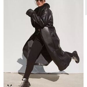 Bar III Sofia Richie Mixed Media faux leather coat